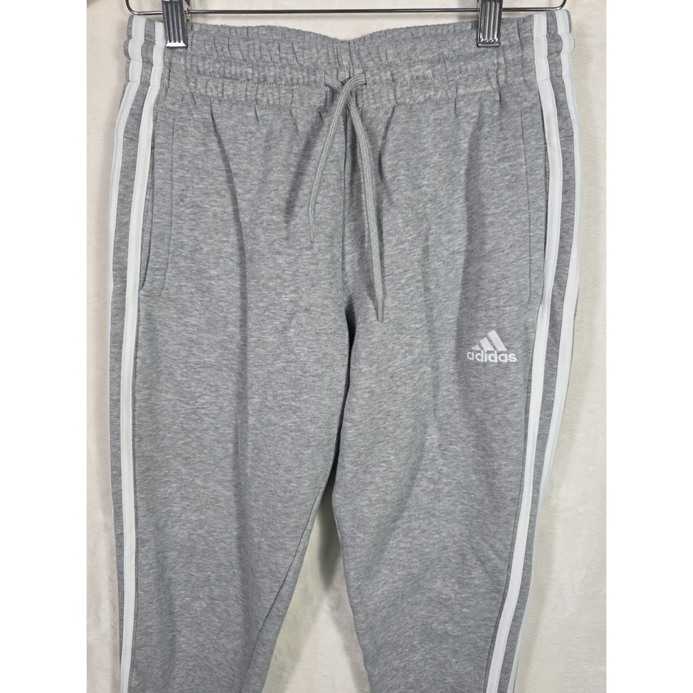 Adidas Women's Gray 3 Stripe Jogger Sweatpants Size S Fleece Athletic Pants - Picture 3 of 8